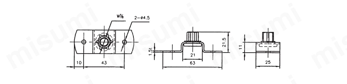A10295-0013 吊配管金具 ねじ込T足（電気亜鉛めっき・ステン） アカギ MISUMI(ミスミ)