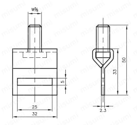 吊配管金具 巻バンドシリーズ用部品 吊輪ボルト 外形図1