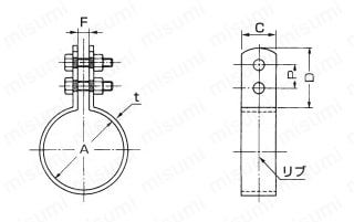 立配管金具 提灯式立バンド 外形図01