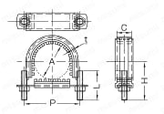 U字金具 防振Uバンド（電気亜鉛めっき/ステン） 外形図2