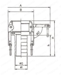 プラスチックホース用カプラ OZ-CP 外形図