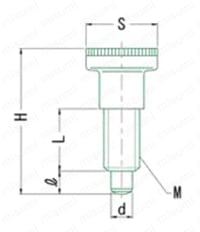 インデックスプランジャー六角カラーなし IPN、IPN-sus 外形図