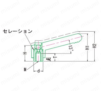 ステンレスクランプレバー SRS,SFS 外形図