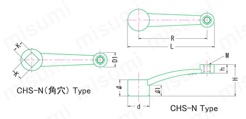 CHS-200-22-N | ステンレス製クランクハンドル CHS-N | 小西 CHS-200-22-N | ステンレス製クランクハンドル CHS-N | 小西
