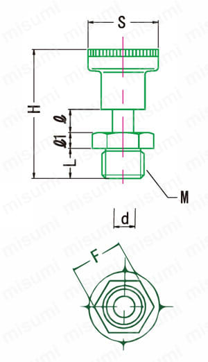 インデックスプランジャーショートタイプ(ロック機能付) IPSL 外形図