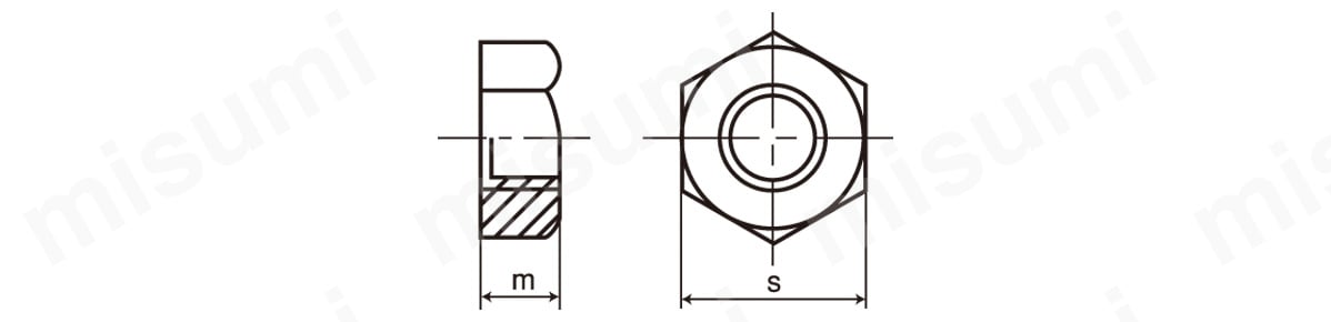 六角ナット 1種 旧JISの外形図