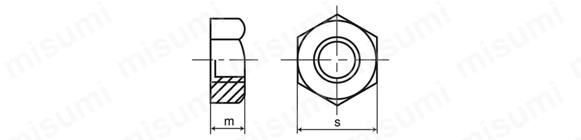 六角ナット DIN規格の外形図