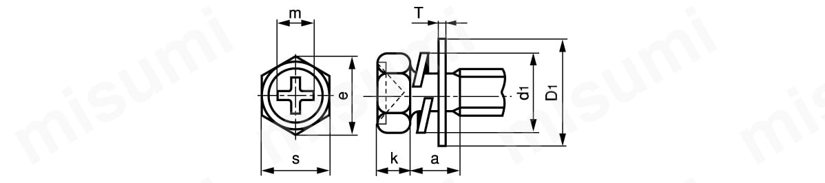十字穴付（+）六角アプセット I=3（SW+ISO W組込） ＳＵＮＣＯ MISUMI(ミスミ)