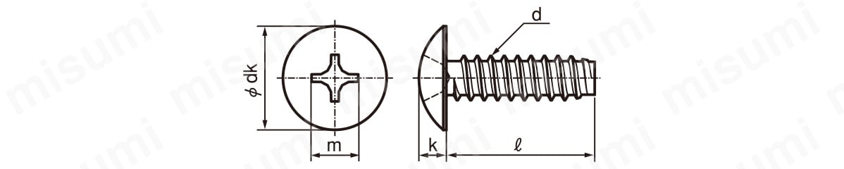 十字穴付（+）トラスタッピンねじ 2種溝なし B-0形 ＳＵＮＣＯ MISUMI(ミスミ)
