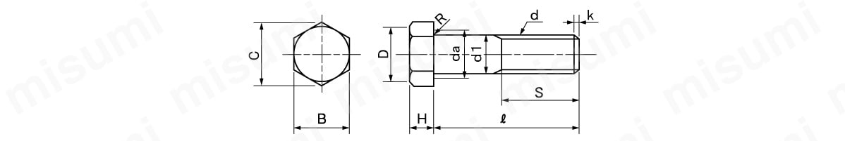 鉄(SCM435) ユニクロ 六角ボルト 強度区分：10.9 (半ねじ) Ｍ３６×２１０ (1本入り) - 2