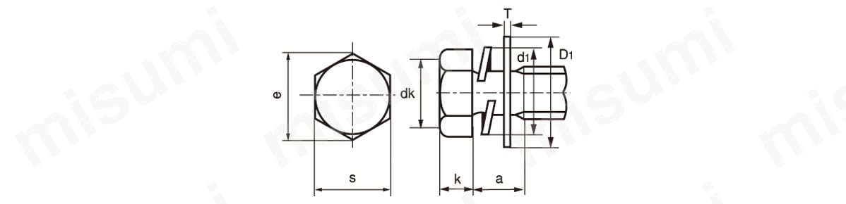 六角トリーマ I=3（SW+ISO W組込）の外形図