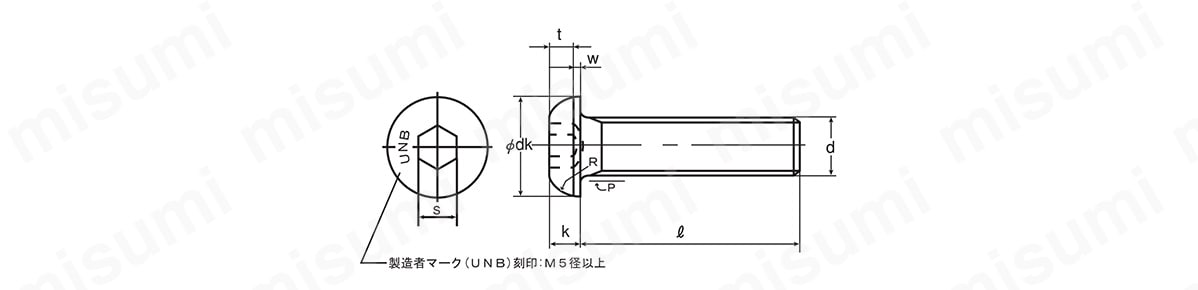 製造者マーク（UNB）刻印:M5径以上