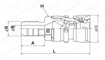 PP製ジョイント プラグ タケノコタイプ 外形図