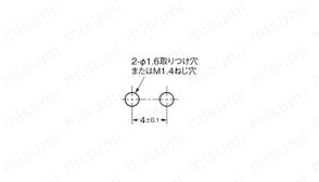極超小形基本スイッチ 【D2MQ】 取りつけ穴加工寸法