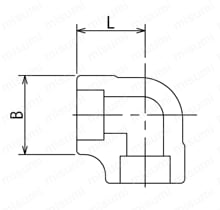 高圧用 さし込み継手 SW 90°E/エルボ 外形図