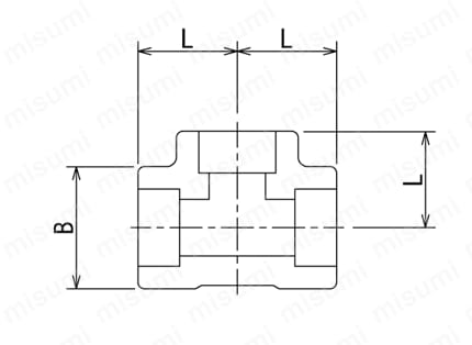 高圧用 さし込み継手 SW T/チーズ 外形図