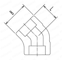 高圧用 さし込み継手 SW 45°E/45°エルボ 外形図
