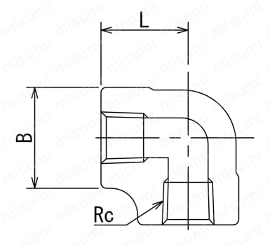 高圧用 ねじ込み継手 PT 90°E/エルボ 外形図