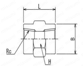 高圧用 ねじ込み継手 PT 6S/六角ソケット 外形図1