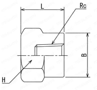 高圧用 ねじ込み継手 PT CA/キャップ 外形図1