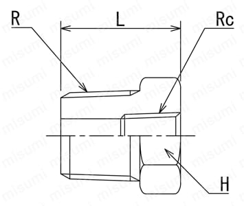 高圧用 ねじ込み継手 PT BU/ブッシング 外形図