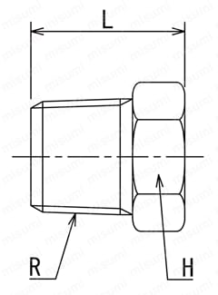 高圧用 ねじ込み継手 PT 6P/六角プラグ 外形図