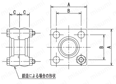 油圧用 管フランジ 21MPa SHF 外形図