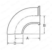 ゼットサニタリー 片ヘルールエルボ （ZEL-FW） 外形図