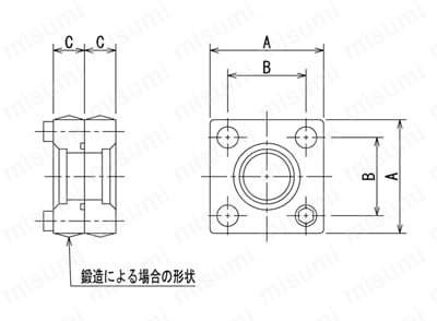 油圧用 管フランジ 21MPa SSF 外形図