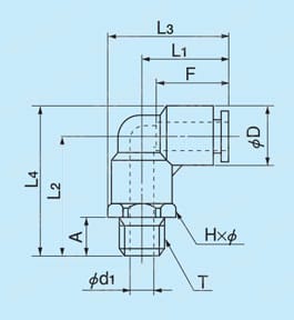ケミフィットC1シリーズ 90°エルボ EL-C1 外形図