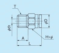 ケミフィットC1シリーズ スルーコネクタ ETC-C1 外形図