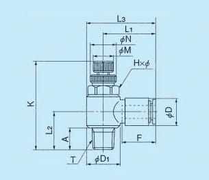 ケミフィットC1スピードコントローラ エルボタイプ ESC-O-C1SG 外形図