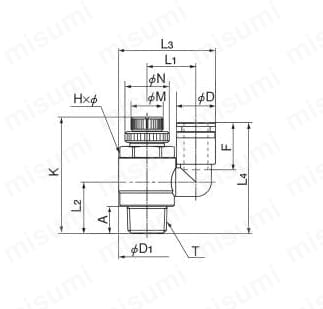 コンパクトスピードコントローラ ユニバーサルタイプ ASD 外形図