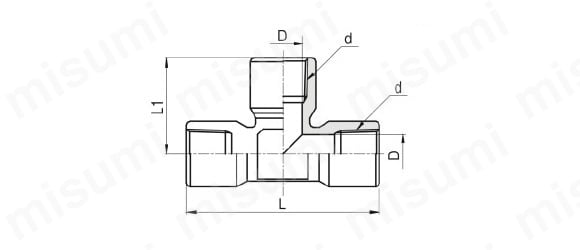 ネジ継手 内ネジチーズ TF 外形図