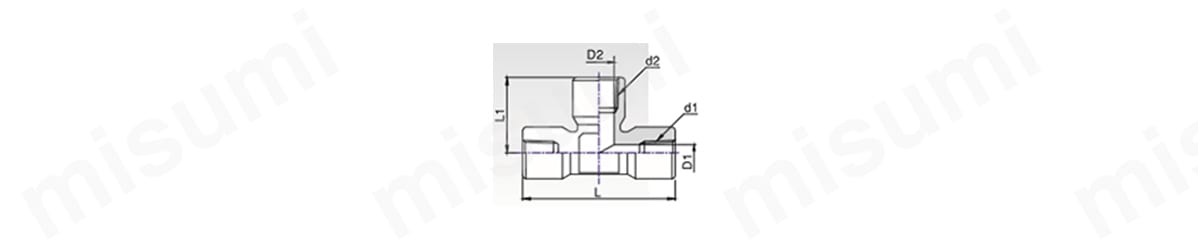 ネジ継手 異径内ネジチーズ TFの寸法図
