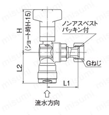 ダブルロックバルブ CBWL7型 逆止弁付ボールバルブ アングル型 外形図