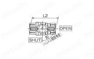 FF型（フルボア）ボールバルブ フルボール オレンジTハンドル 外形図2