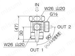 浄水器用切替バルブ 外形図01