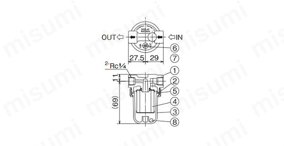 CB2型 逆止弁付ボールバルブ Rcねじ×Gねじの寸法図