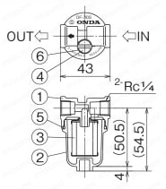 OF-30SGA オイルストレーナー Rc1/4×Rc1/4 外形図