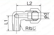 銅管用継手 φ8用エルボ（樹脂製スリーブ） 外形図