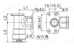 WL6-1313-S | ダブルロックジョイント WL6型 逆座水栓エルボ 黄銅製