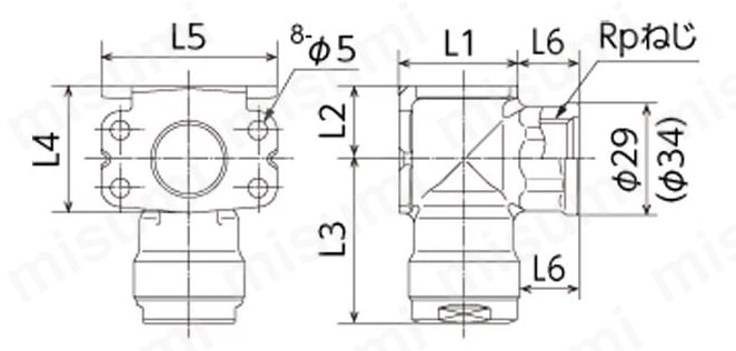 WL33-1313-S | ダブルロックジョイント WL33型 両座水栓エルボ 黄銅製 | オンダ製作所 | MISUMI(ミスミ)