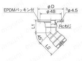 WL13-1313-S | ダブルロックジョイント WL13型／16型／28型 床立上げアダプター 黄銅製 | オンダ製作所 | MISUMI(ミスミ)