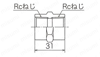 金属管継手 ソケット 外形図