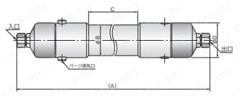 中空糸 膜式エアードライヤー 本体 MD 外形図