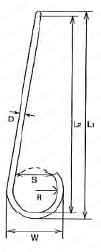ファンシーSフックツイスト（JANコードシール付き） ツイストタイプ外形図
