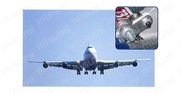 航空機では座席や車輪部分にナイロンナットが数多く使われており、振動の多い部分でもゆるみが発生しないため、安全な航行に貢献している。