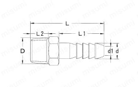 ジョイントシリーズ 継手部品 No.12 ホース継手 外形図