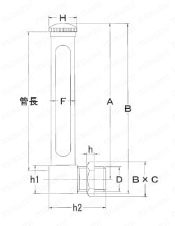 注油器シリーズ オイルゲージー 外形図